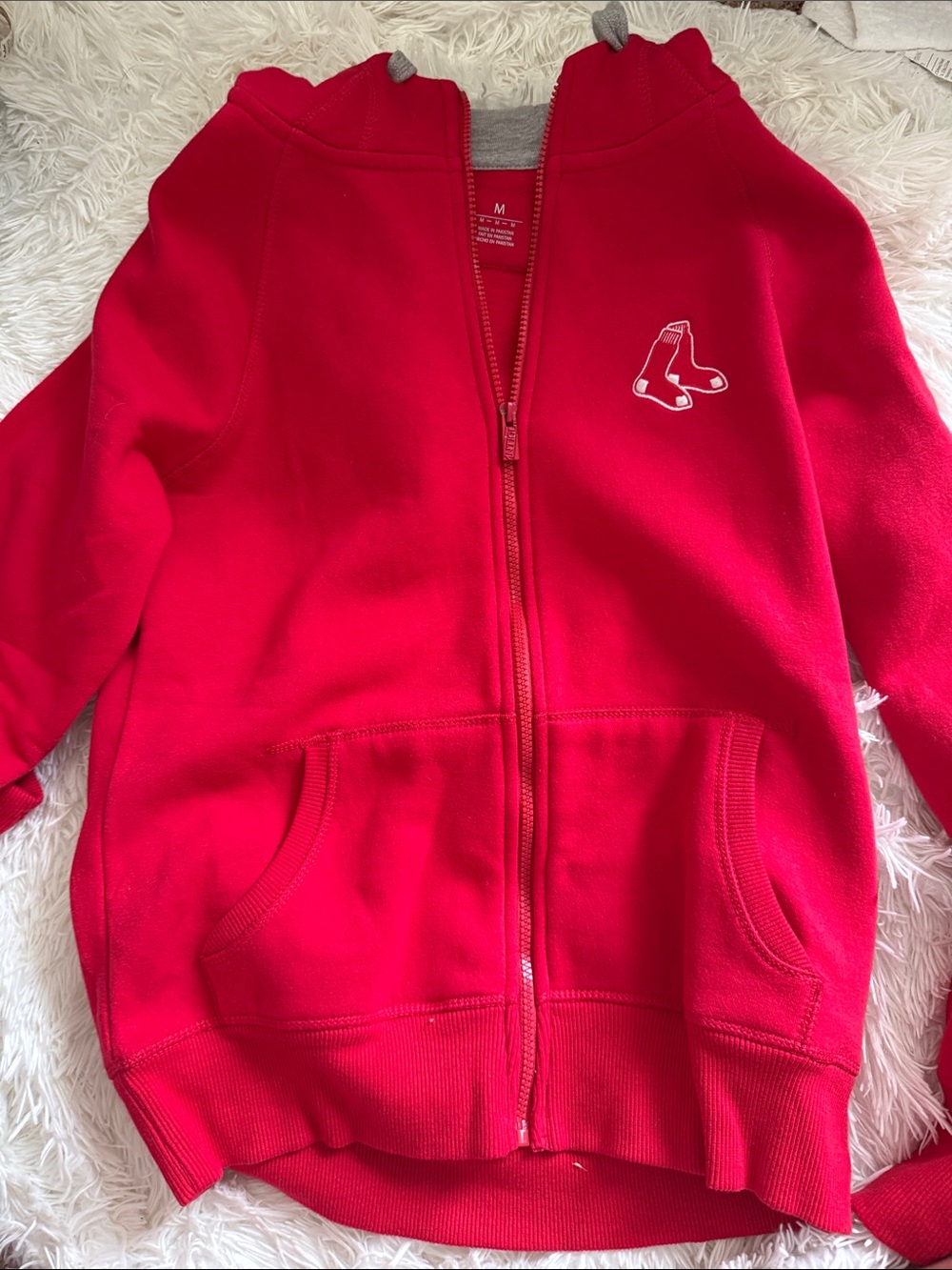 Antigua Red Full-Zip Hoodie with Boston Red Sox Logo Women Size M
